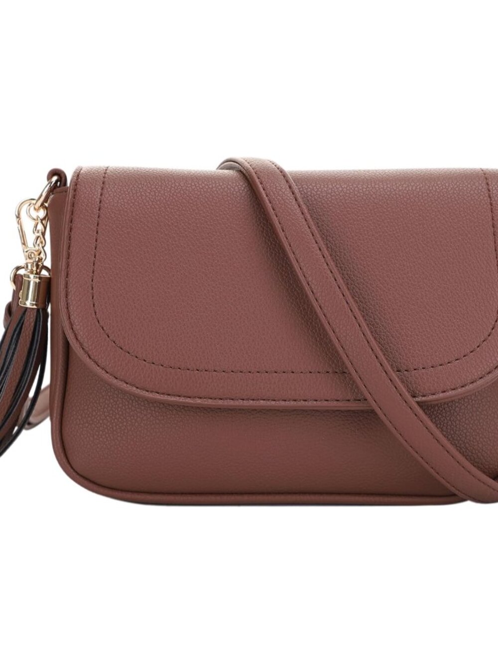 Small Crossbody Bags for Women Trendy Flap Saddle Purses with Tassel Vegan leath